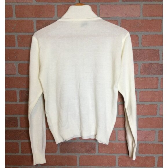 Vintage Passport 360 Off White Turtleneck Sweater M 100% Acrylic Made In Korea - Picture 3 of 7
